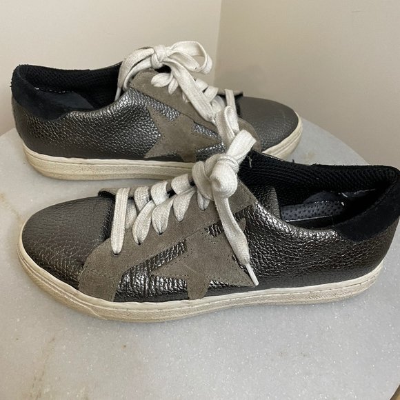 The Shoe Box Silver /Gray Metallic Star Sneakers (like Golden Goose) Sz 7 - Picture 2 of 9